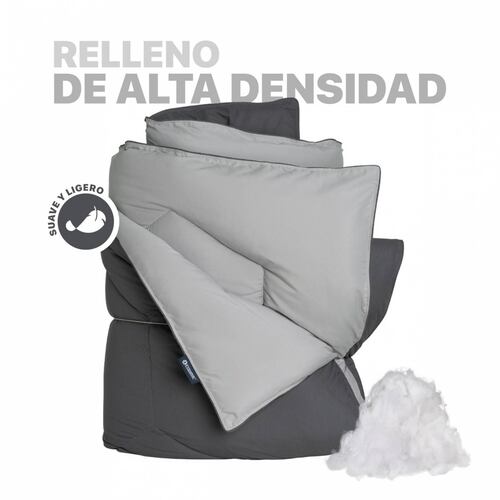 Edredón Acolchado Duvet  Matrimonial de Doble Vista Gris Oscuro - Gris Medio ESQUIMAL.