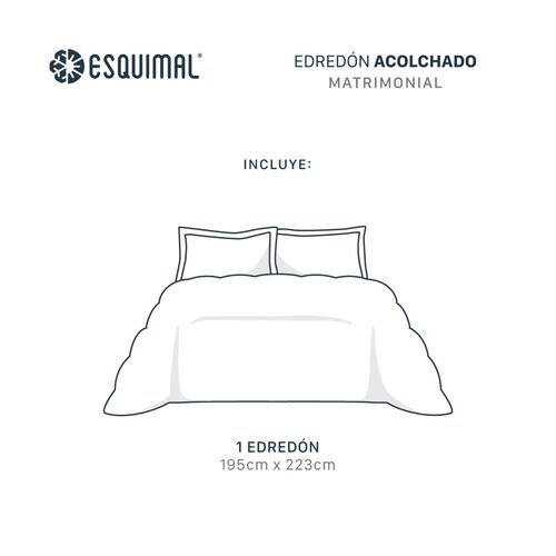 Edredón Acolchado Duvet  Matrimonial de Doble Vista Gris Oscuro - Gris Medio ESQUIMAL.