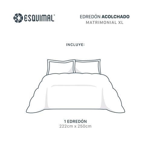 Edredón Acolchado Duvet Matrimonial XL de Doble Vista Blanco - Gris Cálido ESQUIMAL.