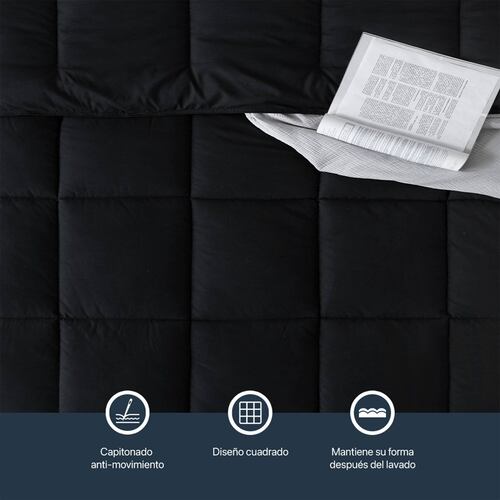 Edredón Acolchado Duvet King Size XL Negro ESQUIMAL.