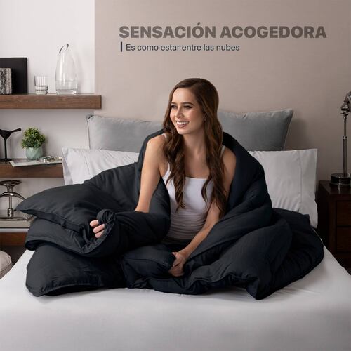 Edredón Acolchado Duvet King Size XL Negro ESQUIMAL.