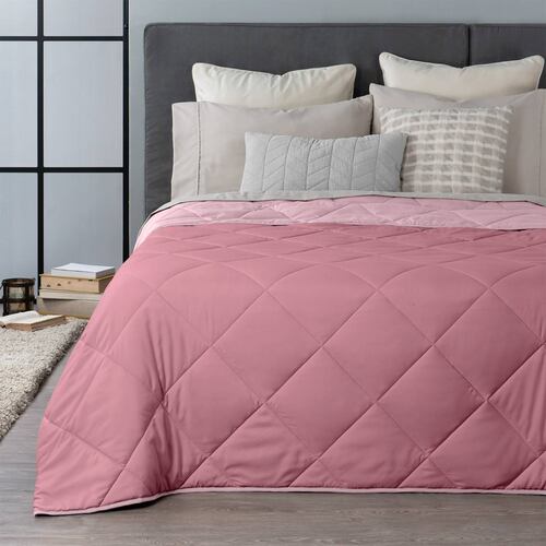 Edredón Colcha Ligero de Doble Vista King Size Rosa - Rosa Claro Real Textil