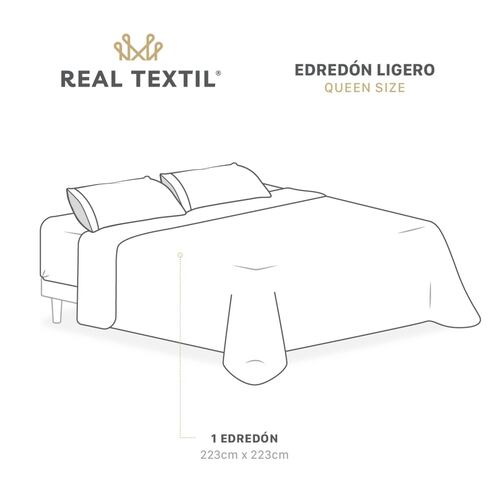 Edredón Colcha Ligero de Doble Vista Queen Size Gris Claro - Rojo Real Textil
