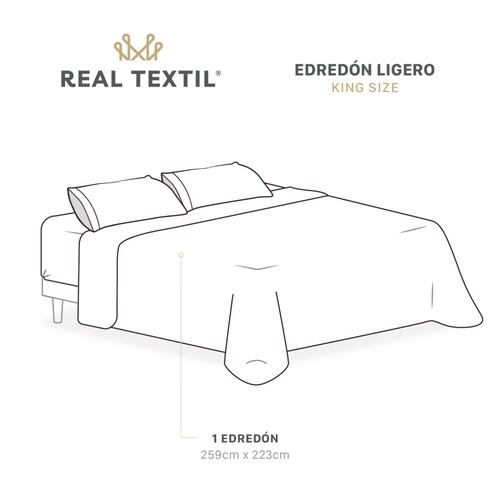 Edredón Colcha Ligero de Doble Vista King Size Gris Claro - Rojo Real Textil.