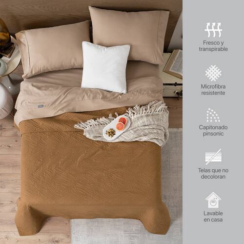 Edredón Económico Colcha Ligera Fresco King Size de 1 Pieza Ocre Real Textil