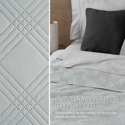 Edredón Económico Colcha Ligera Fresco Individual de 1 Pieza Gris Claro Real Textil.