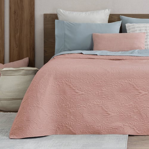 Edredón Económico Colcha Ligera Fresco  Individual de 1 Pieza Rosa Oscuro Real Textil.