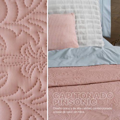 Edredón Económico Colcha Ligera Fresco  Individual de 1 Pieza Rosa Oscuro Real Textil.
