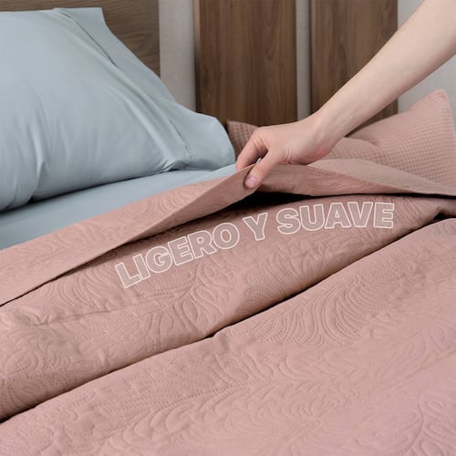 Edredón Económico Colcha Ligera Fresco  Individual de 1 Pieza Rosa Oscuro Real Textil.