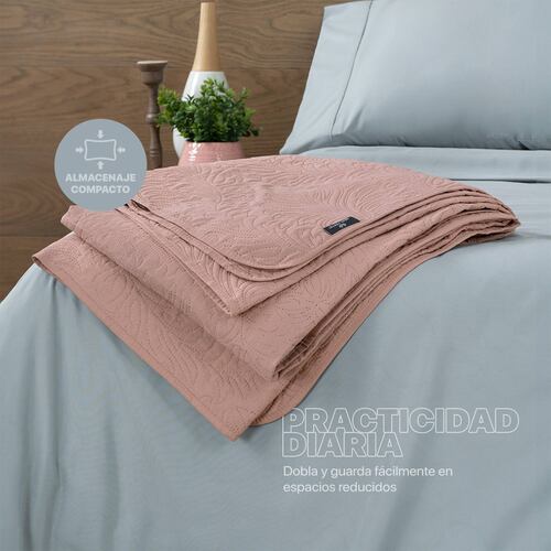 Edredón Económico Colcha Ligera Fresco  Individual de 1 Pieza Rosa Oscuro Real Textil.