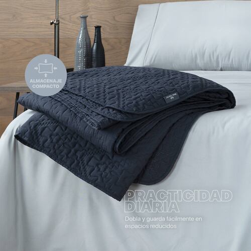 Edredón Económico Colcha Ligera Fresco Individual de 1 pieza Azul Oscuro Real Textil.