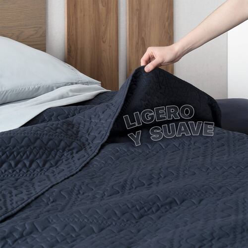 Edredón Económico Colcha Ligera Fresco Matrimonial de 1  Pieza Azul Oscuro Real Textil