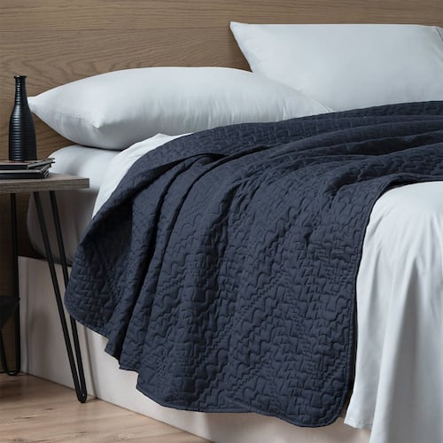 Edredón Económico Colcha Ligera Fresco Matrimonial de 1  Pieza Azul Oscuro Real Textil