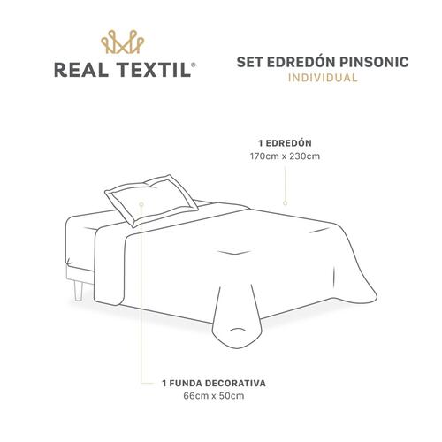 Edredón Ligero con Pompones Individual y Fundas de Almohada Limon Verde REAL TEXTIL.