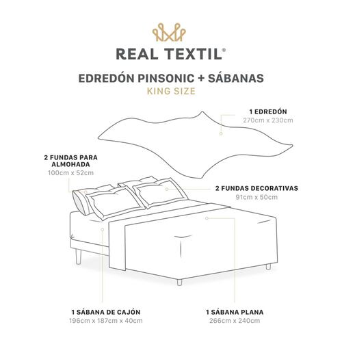 Set Edredón Ligero King Size con Fundas y Sabanas Violeta - Gris REAL TEXTIL.