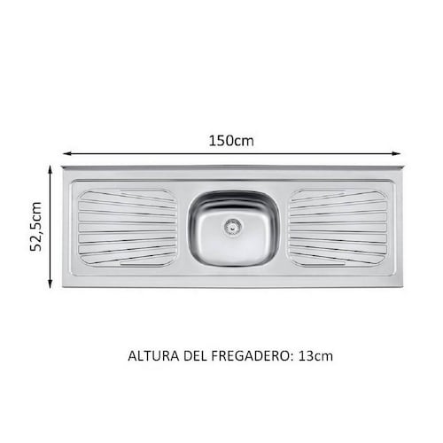 Tablero Tarja Inox para Mueble de Cocina Madesa 150 X 52 