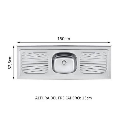 Tablero Tarja Inox para Mueble de Cocina Madesa 150 X 52 