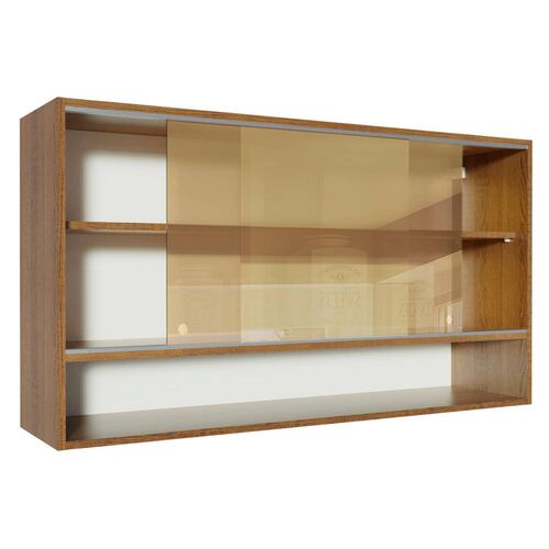 Mueble Superior de Cocina Madesa Glamy 2 Puertas Corredizas de Vidrio Reflex y 1 Nicho Marron.