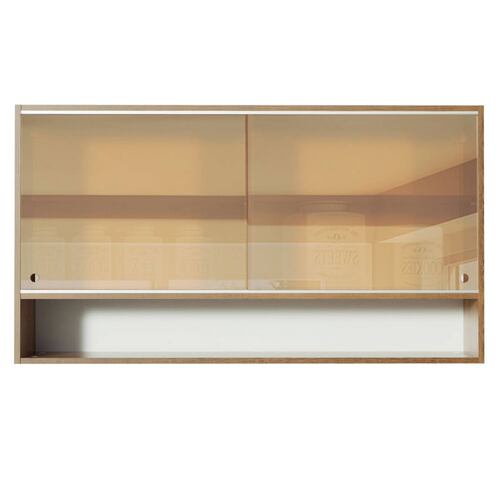 Mueble Superior de Cocina Madesa Glamy 2 Puertas Corredizas de Vidrio Reflex y 1 Nicho Marron.