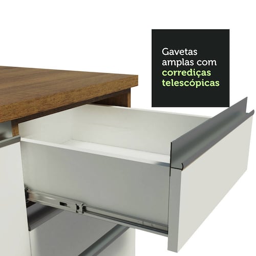 Mueble Inferior de Cocina Madesa Glamy 60cm 3 Cajones Marron/Blanco.