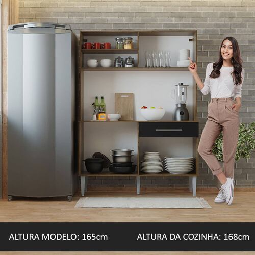 Cocina Compacta Life Madesa 120cm Negro/Marrón.