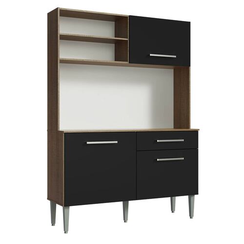 Cocina Compacta Life Madesa 120cm Negro/Marrón.