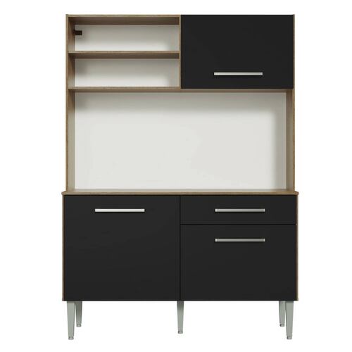 Cocina Compacta Life Madesa 120cm Negro/Marrón.