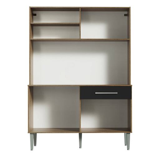 Cocina Compacta Life Madesa 120cm Negro/Marrón.
