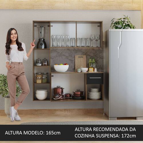 Cocina Compacta Easy Madesa 120cm Negro/Marrón.