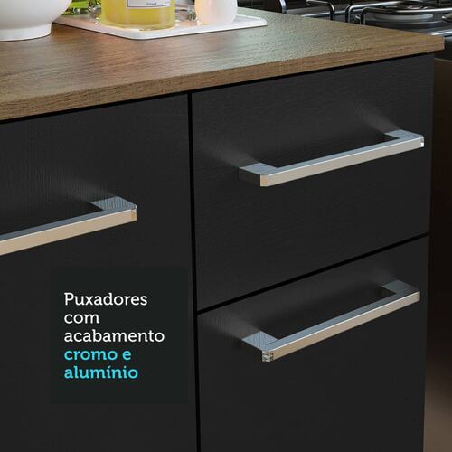 Cocina Compacta Easy Madesa 120cm Negro/Marrón.