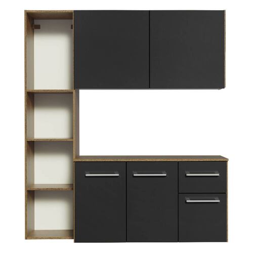 Cocina Compacta Easy Madesa 120cm Negro/Marrón.