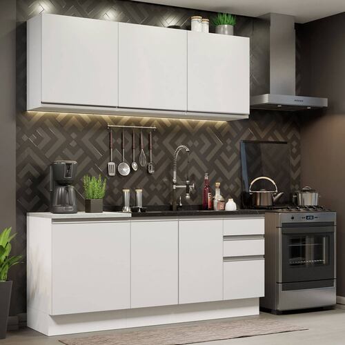 Mueble de Cocina Integral Madesa Glamy Con Mesón De Acero 180Cm