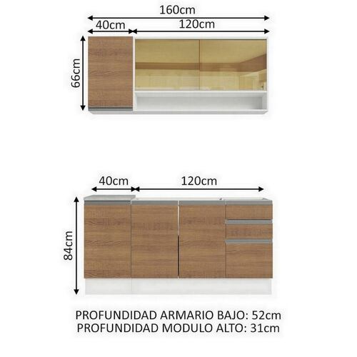 Cocina Integral Completa Modular Madesa Glamy Con Tarja BM.
