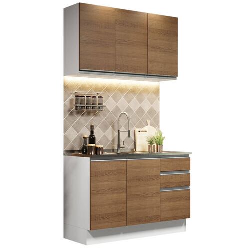 Mueble de Cocina Integral Madesa Glamy Con Mesón De Acero 120Cm 04