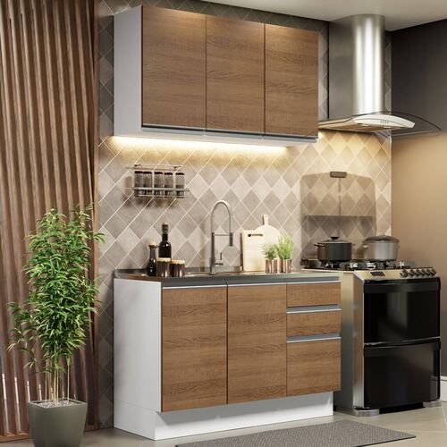 Mueble de Cocina Integral Madesa Glamy Con Mesón De Acero 120Cm 04