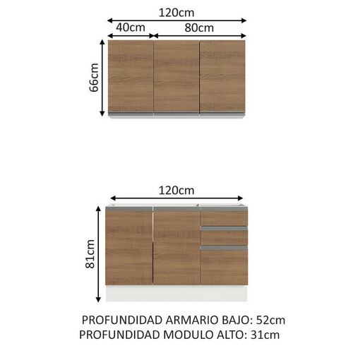 Mueble de Cocina Integral Madesa Glamy Con Mesón De Acero 120Cm 04