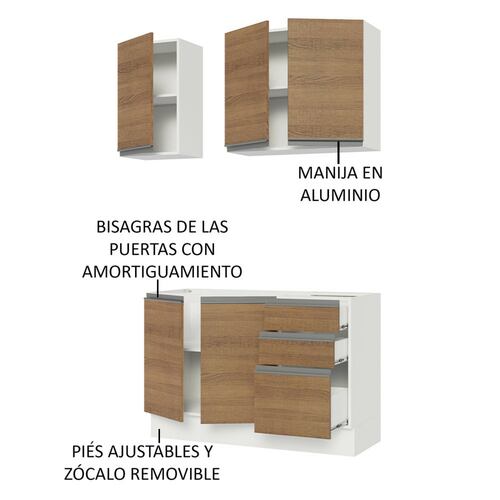 Mueble de Cocina Integral Madesa Glamy Con Mesón De Acero 120Cm 04