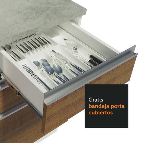 Mueble de Cocina Integral Madesa Glamy Con Mesón De Acero 120Cm 04