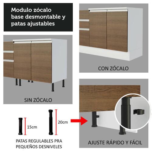 Mueble de Cocina Integral Madesa Glamy Con Mesón De Acero 120Cm 04