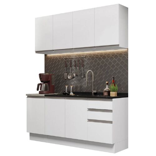 Mueble de Cocina Integral Madesa Glamy Con Mesón De Acero 160 Cm