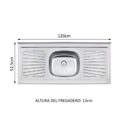 Mueble de Cocina Integral Madesa Glamy Con Mesón De Acero 160 Cm