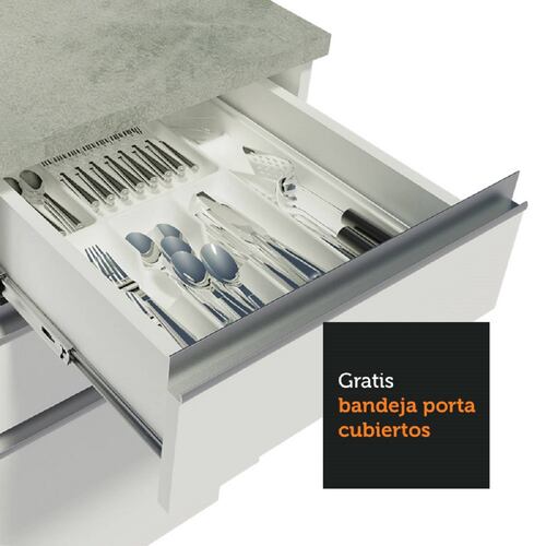 Mueble de Cocina Integral Esquinera Madesa Glamy Con Mesón De Acero