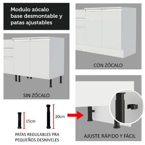 Mueble de Cocina Integral Esquinera Madesa Glamy Con Mesón De Acero