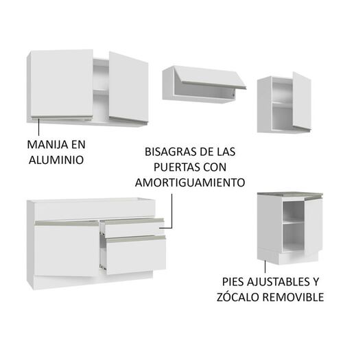 Mueble de Cocina Integral 260cm Glamy Madesa 05.