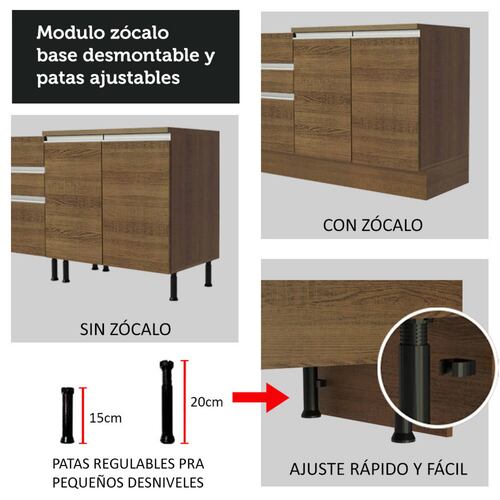 Mueble de Cocina Integral 260cm Glamy Madesa 04.