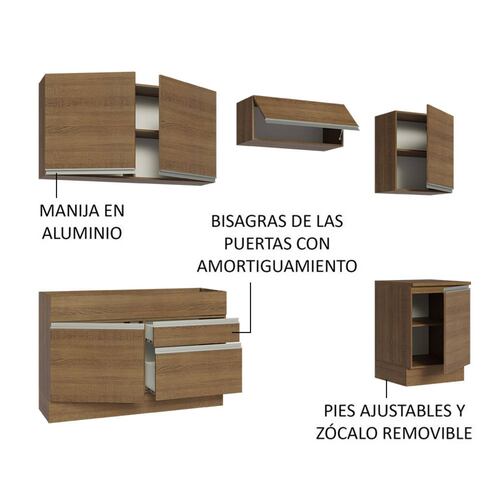Mueble de Cocina Integral 260cm Glamy Madesa 04.