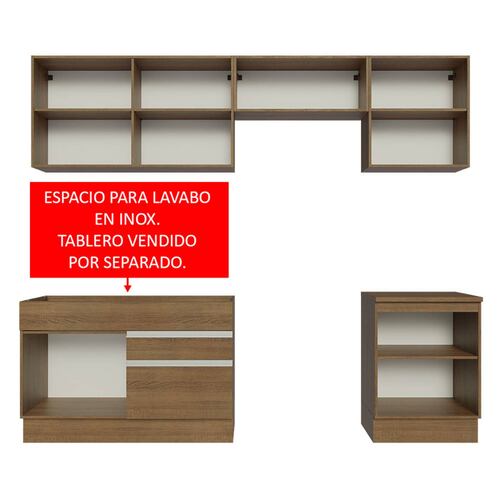 Mueble de Cocina Integral 260cm Glamy Madesa 04.