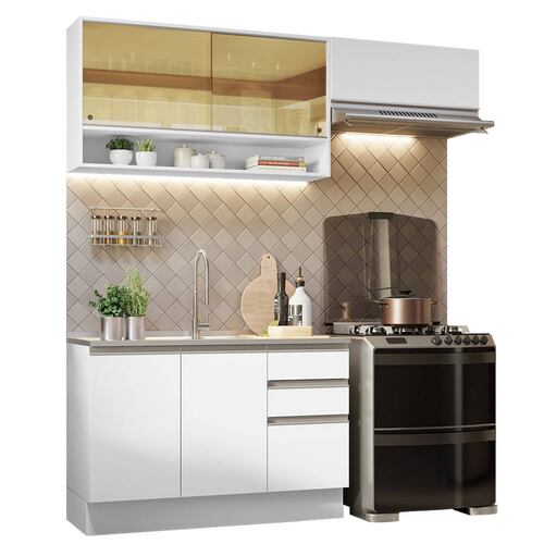 Mueble de Cocina Compacto 200cm Glamy Madesa 08 Blanco
