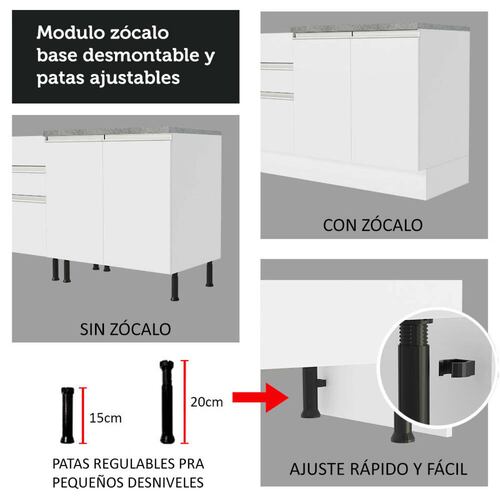 Mueble de Cocina Compacto 200cm Glamy Madesa 08 Blanco