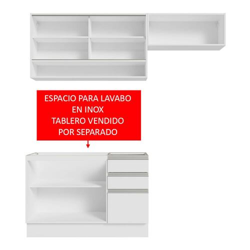 Mueble de Cocina Compacto 200cm Glamy Madesa 08 Blanco